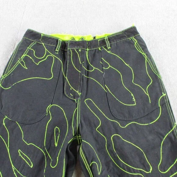 Cool Shirtz Portal Reversible Jeans Size 36 Neon Black Reversible Baggy Heavy - Picture 7 of 15